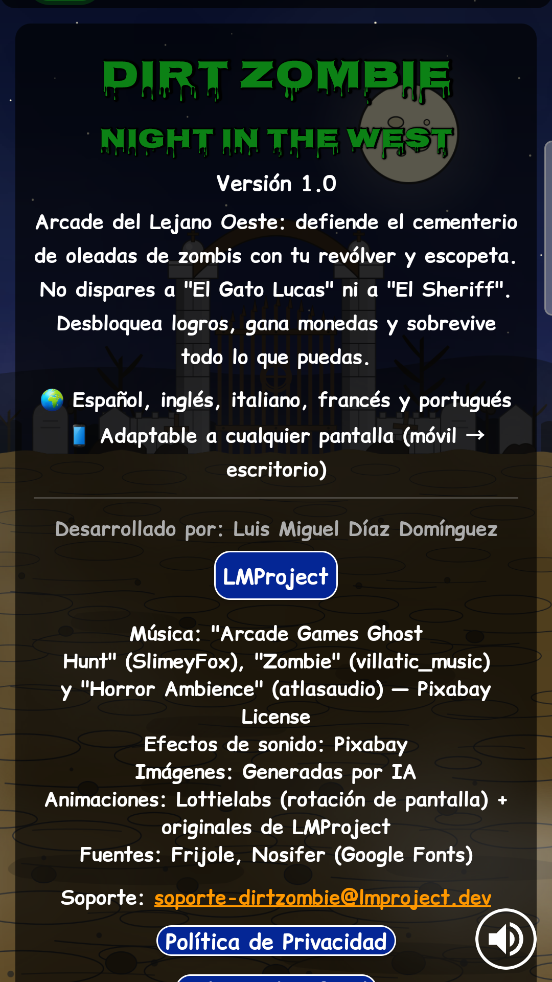 Pantalla Acerca de